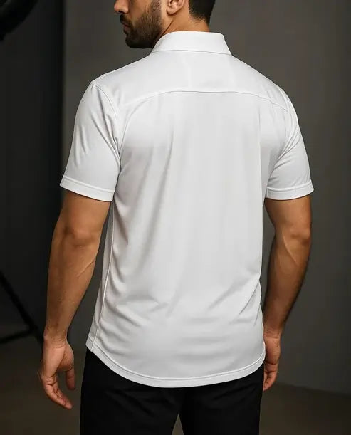 Men’s White Zara Man Cuban Collar Button-Down Shirt – Premium Soft Cotton, Modern Summer Essential