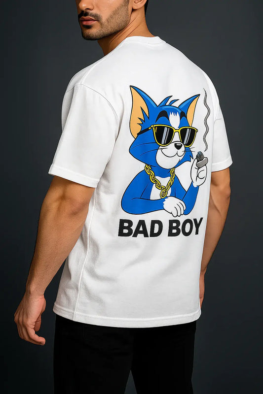 Cool Tom Cat “BAD BOY” Drop Shoulder T-Shirt – Oversized Fit | Hip-Hop Graphic Style