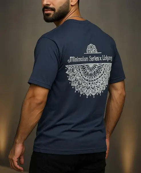 Minimalism Series x Lisbyzey Grey Embossed Dropshoulder T-Shirt – Premium Fine Jersey, Mandala Art