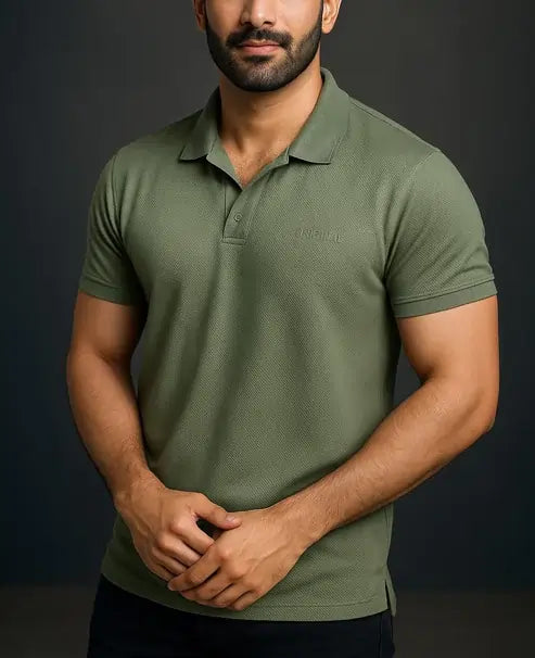 Men’s Olive Green Polo Shirt – Premium Hani Cotton Fabric, Classic Fit, Breathable & Stylish Casual Wear