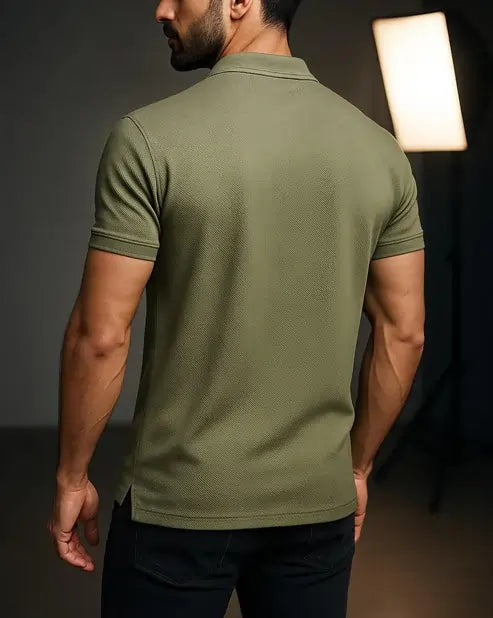 Men’s Olive Green Polo Shirt – Premium Hani Cotton Fabric, Classic Fit, Breathable & Stylish Casual Wear