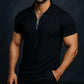 Men’s Black Zipper Polo Shirt – Modern Slim Fit, Premium Hani Cotton, Trendy Street Style