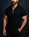 Men’s Black Zipper Polo Shirt – Modern Slim Fit, Premium Hani Cotton, Trendy Street Style