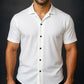 Men’s White Zara Man Cuban Collar Button-Down Shirt – Premium Soft Cotton, Modern Summer Essential