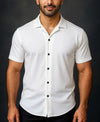 Men’s White Zara Man Cuban Collar Button-Down Shirt – Premium Soft Cotton, Modern Summer Essential