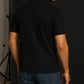 Men’s Ribbed Texture Polo T-Shirt – Black and White Edition | Premium Fabric and Zip Style