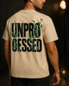Nature-Inspired Minimalism: Premium Drop Shoulder T-Shirts “UNPROCESSED” Graphic Design