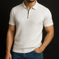 Men’s Ribbed Texture Polo T-Shirt – Black and White Edition | Premium Fabric and Zip Style