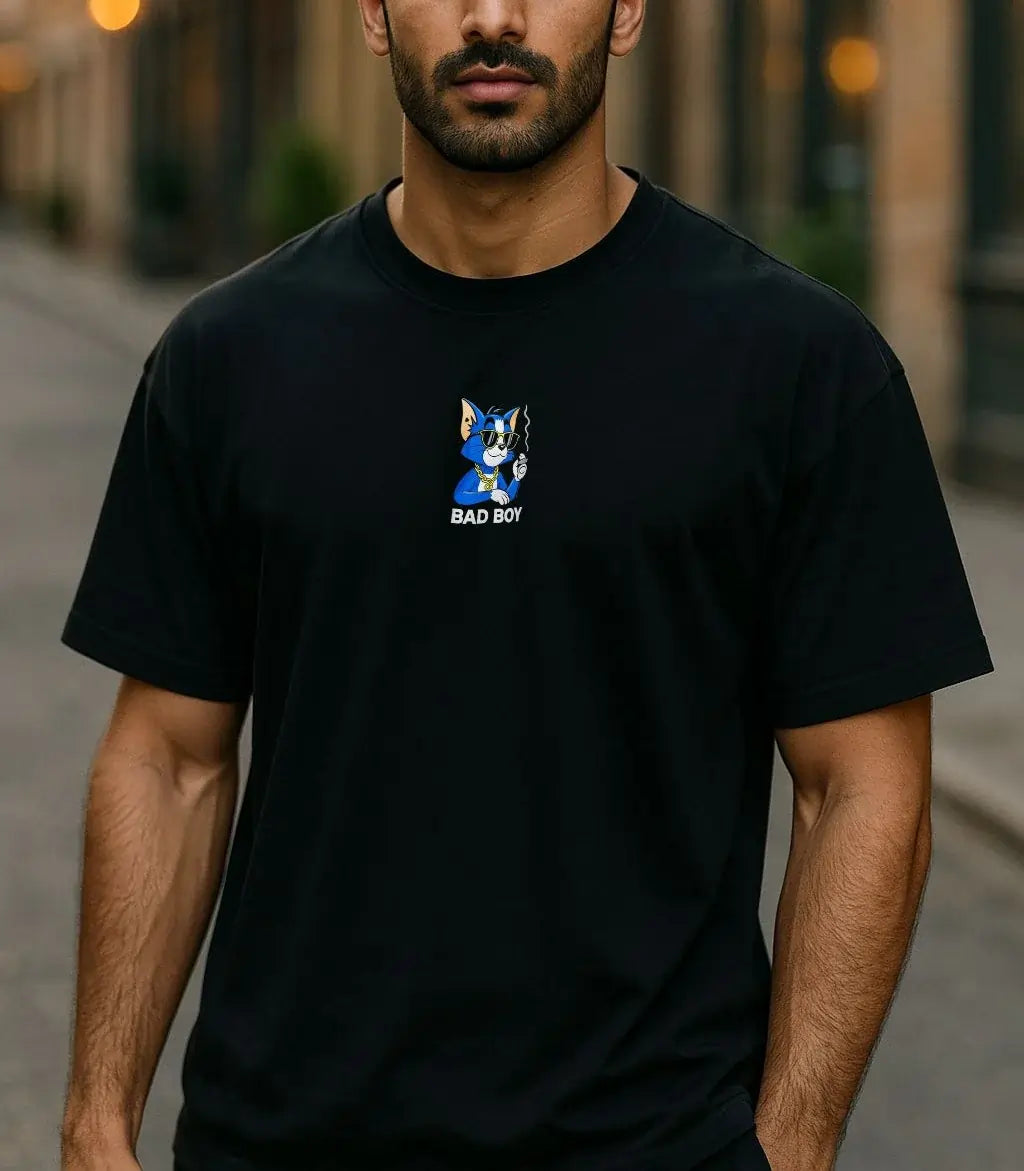 Cool Tom Cat “BAD BOY” Drop Shoulder T-Shirt – Oversized Fit | Hip-Hop Graphic Style