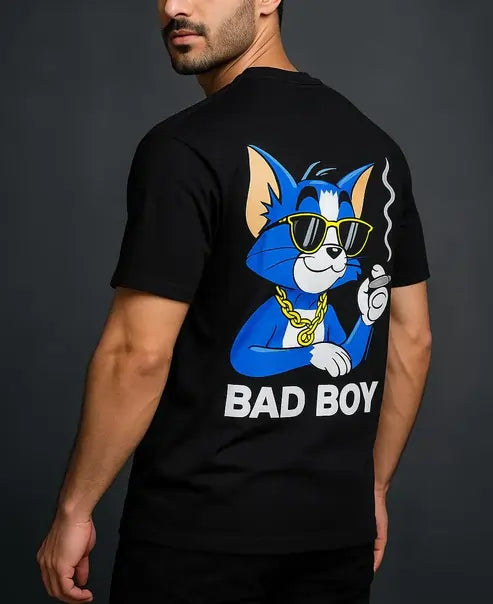 Cool Tom Cat “BAD BOY” Drop Shoulder T-Shirt – Oversized Fit | Hip-Hop Graphic Style