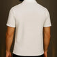 Men’s White Diamond Textured Half-Zip Polo Shirt – Premium Summer Essential | Modern Fit