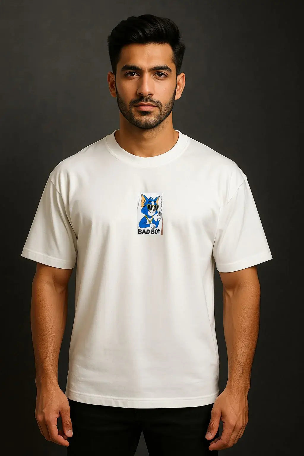Cool Tom Cat “BAD BOY” Drop Shoulder T-Shirt – Oversized Fit | Hip-Hop Graphic Style